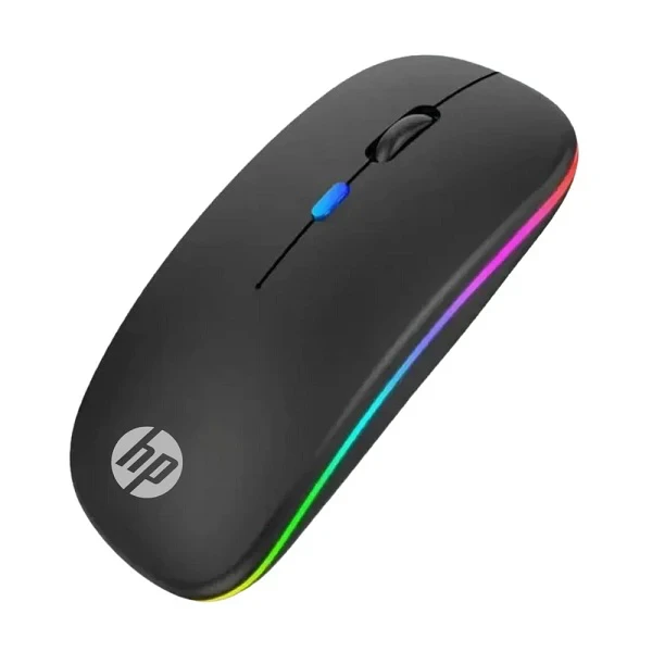 HP W10 Dual Mode Wireless Mouse | Bluetooth 5.0 & 2.4GHz Wireless | Rechargeable RGB Mouse | 4-Button Silent Click | USB Receiver | Compatible with Windows, macOS & Android