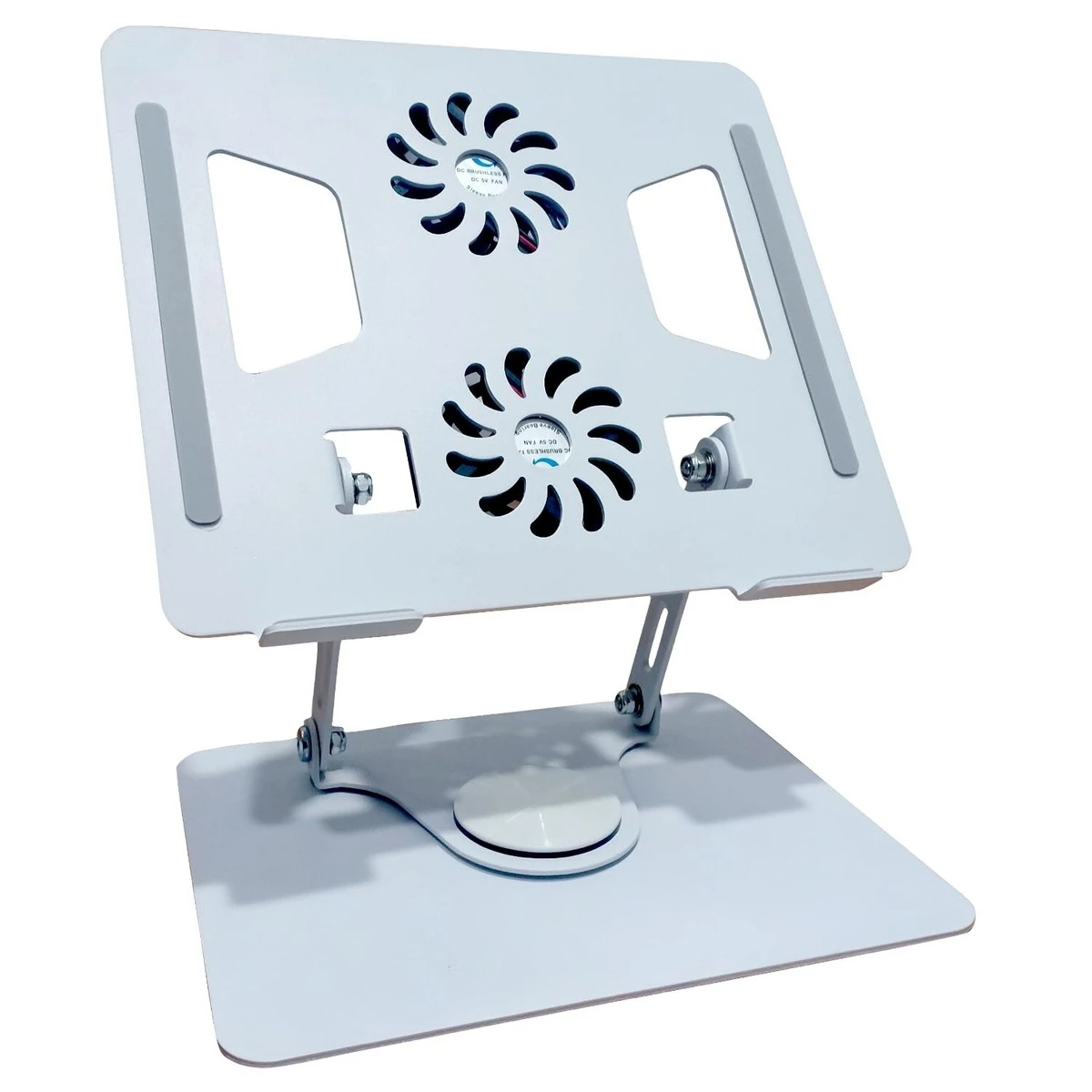 360° Rotating Adjustable Laptop Stand with Dual Cooling Fans | Ergonomic Aluminum Notebook Holder | Height Adjustable | Compatible with MacBook, HP, Dell, Lenovo & 10-17" Laptops