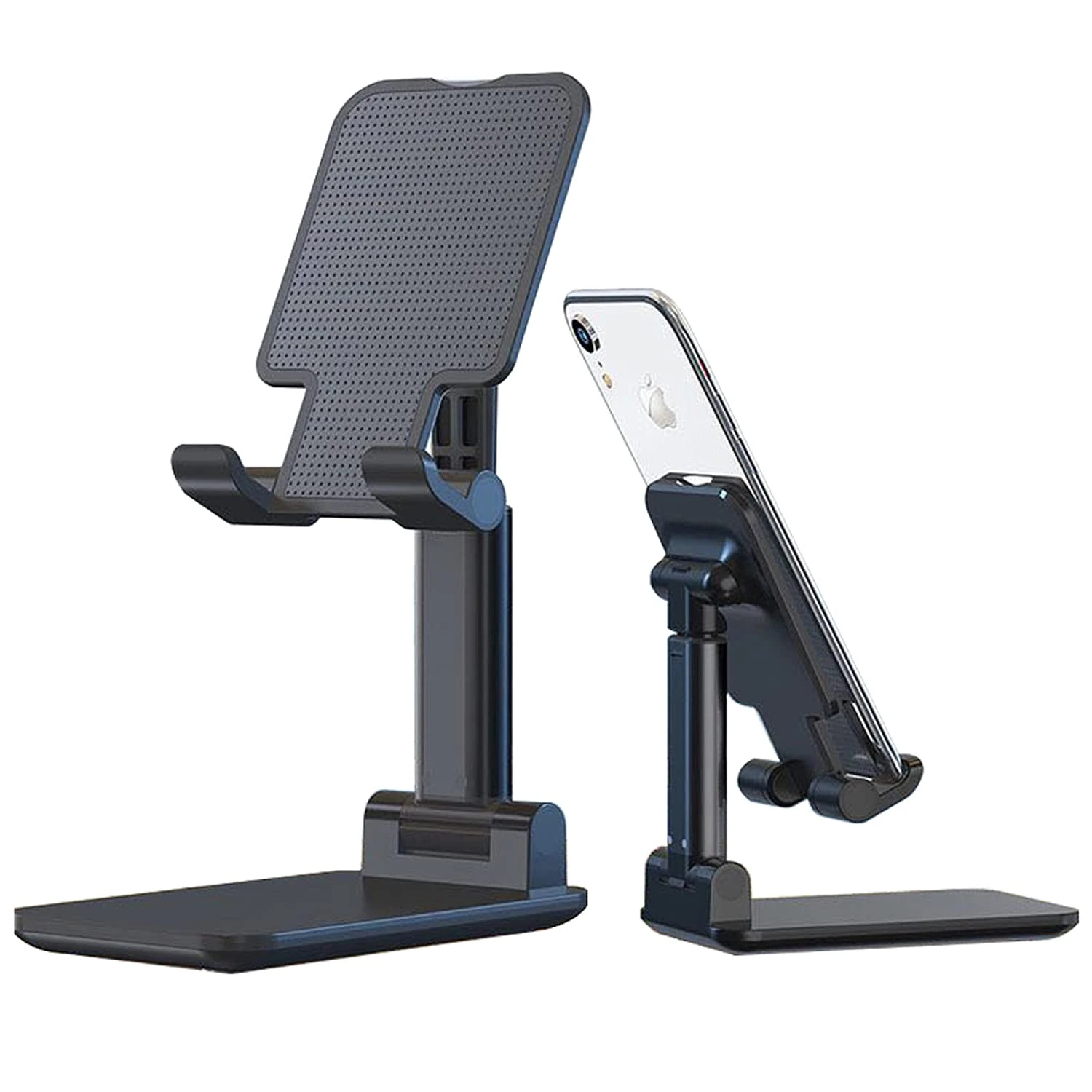 Black Foldable Desktop Phone Stand, Adjustable Mobile Holder, Portable Smartphone Stand for Desk